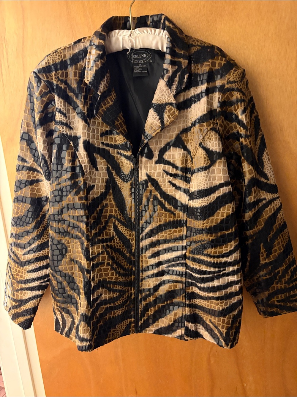 Selene Sport Black, Tan & Cream Animal-Print Zip Blazer